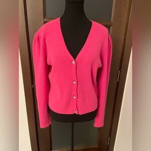 Zara Hot Pink Button-Up Cardigan fits size M to XL